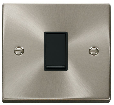 Click VPSC025BK Deco Satin Chrome 1 Gang Intermediate Plateswitch With Black Insert 10AX